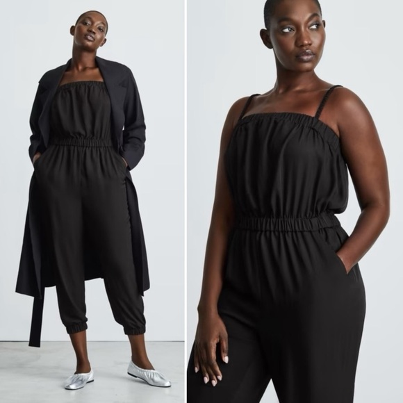 Everlane Party of One Jumpsuit XS black solid minimalist sleeveless cropped slip - Picture 13 of 13